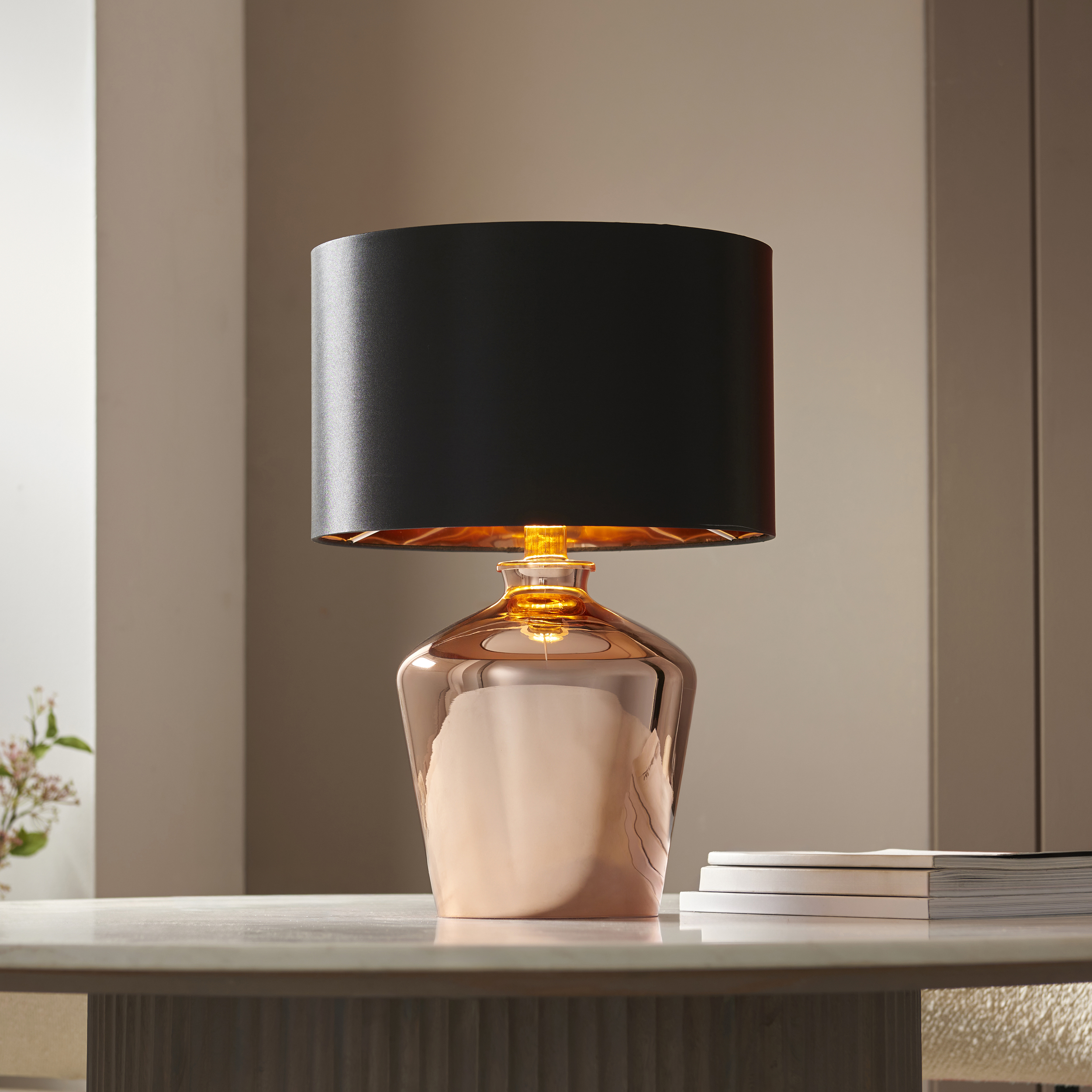 COPPER TABLE & BLK SHADE