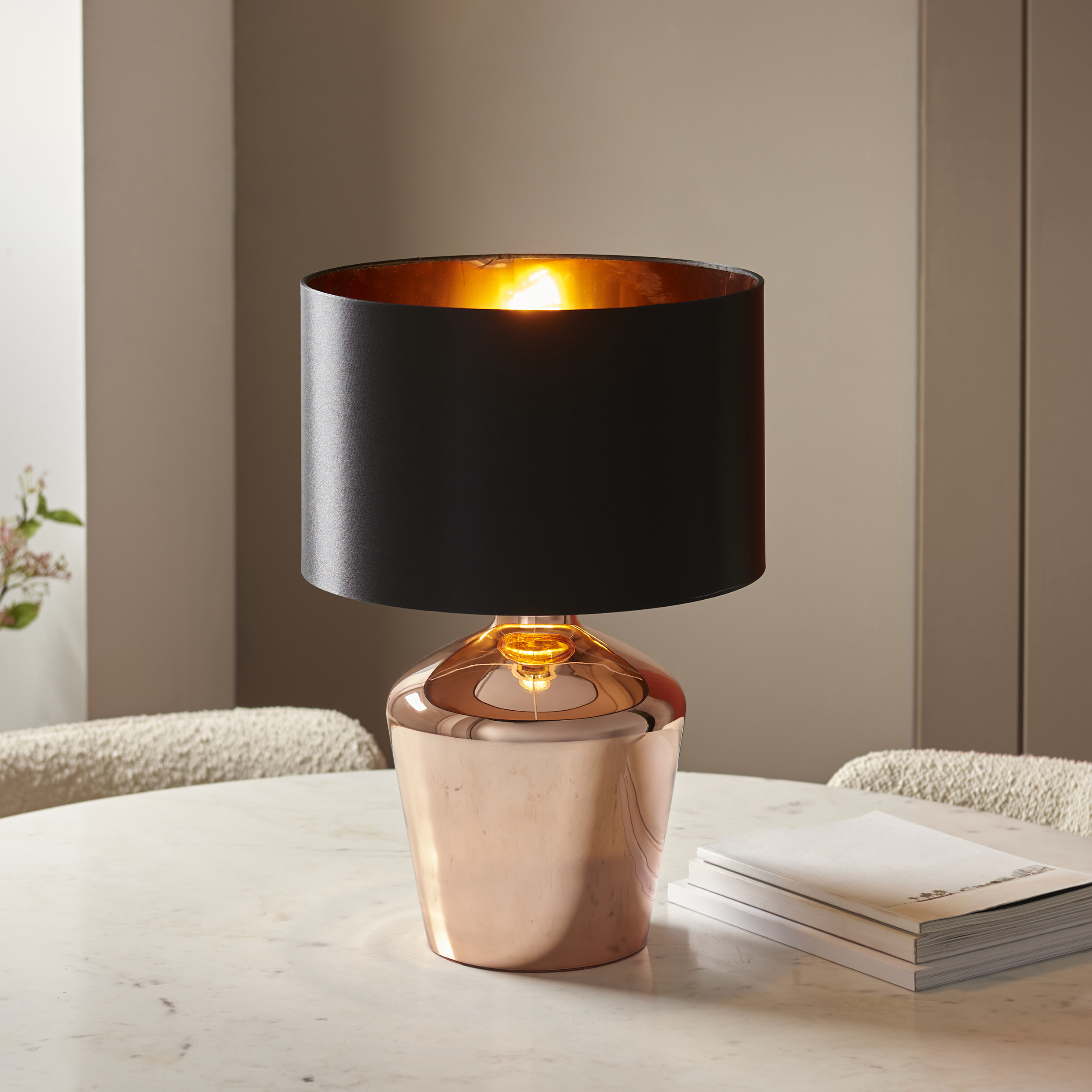 COPPER TABLE & BLK SHADE