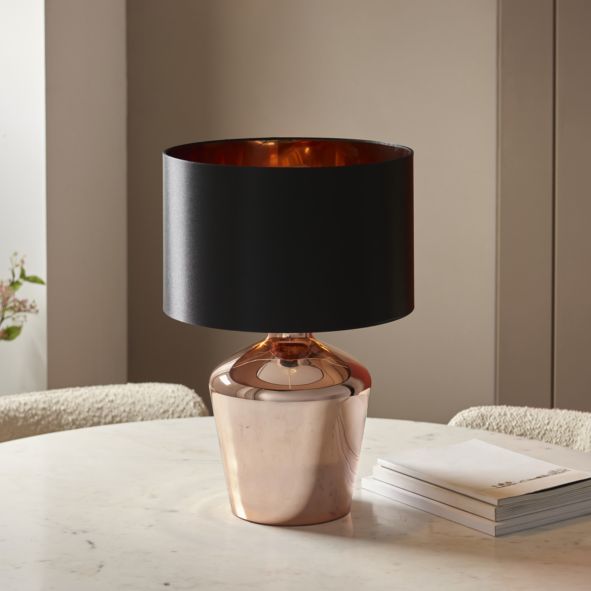 COPPER TABLE & BLK SHADE