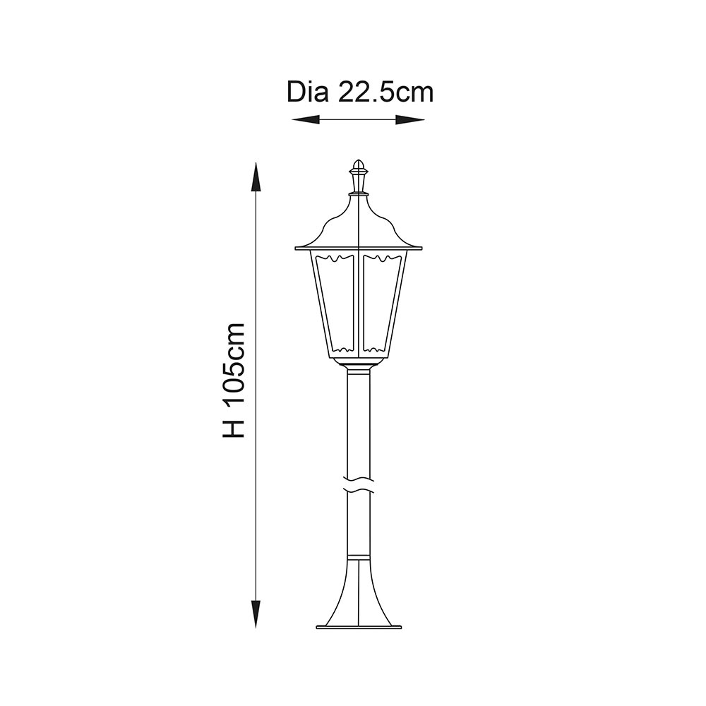 BLACK 1M E27 BOLLARD