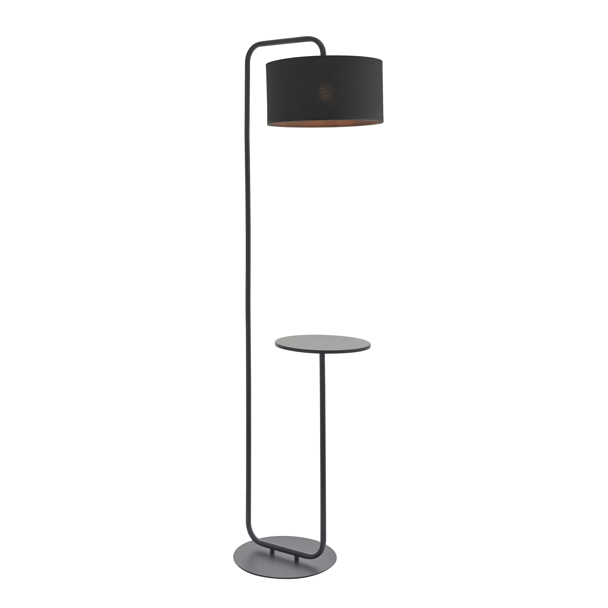 BLACK FLOOR LAMP & TABLE