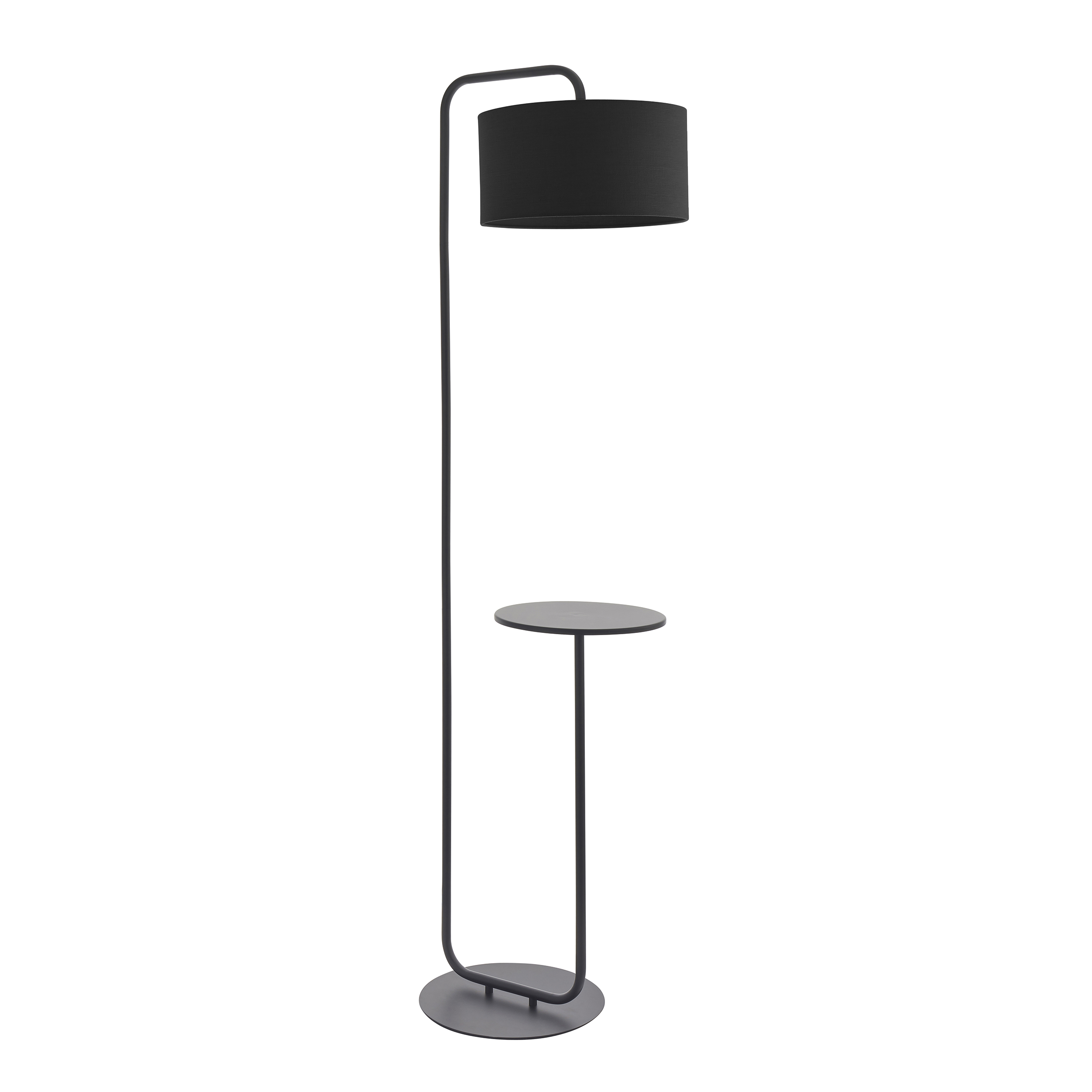 BLACK FLOOR LAMP & TABLE