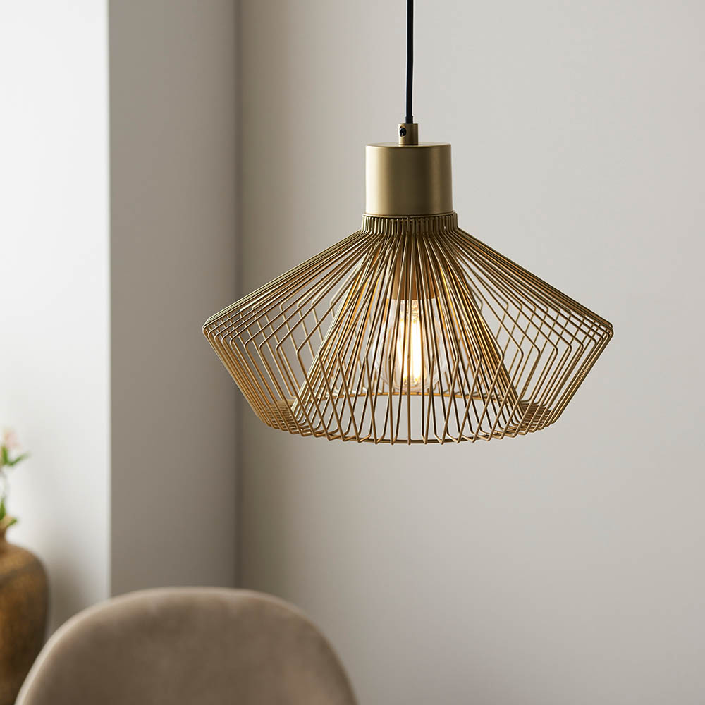 GOLD CAGE PENDANT E27